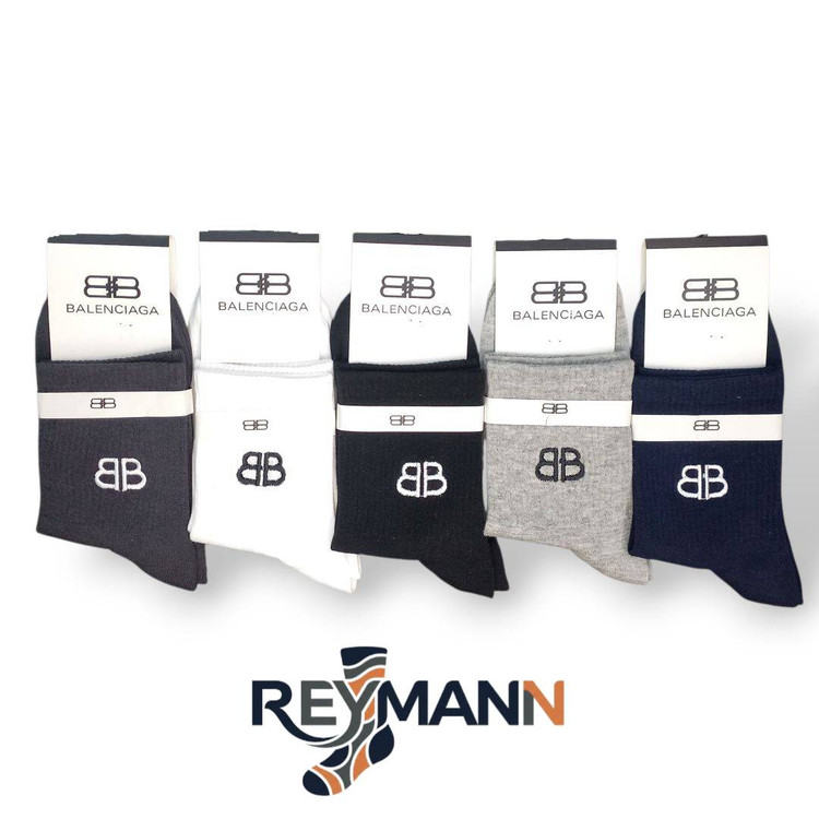 جوراب مردانه نیمساق گلدوزی (5 جفتی) پنبه، سایز 40 تا 45، برند بالنسیاگا رنگی